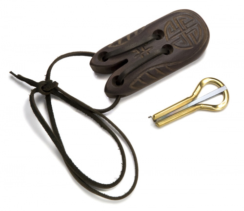 Bass/weighted reed jew's harp with wooden case "Quiver"