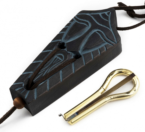 Small/standard jew's harp with wooden case "Shaman"