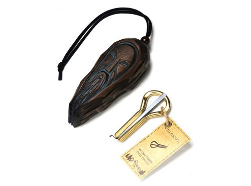 Bass/weighted reed jew's harp with wooden case "Altay Wizard"