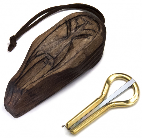 Bass/weighted reed jew's harp with wooden case "Sorcerer"